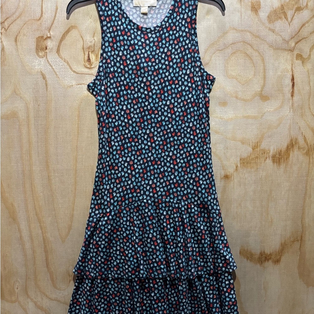 Michael Kors Crew Neck Tiered Flounce Sleeveless Dress